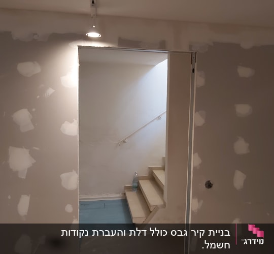 קיר גבס עם תיקוני שפכטל בולטים
